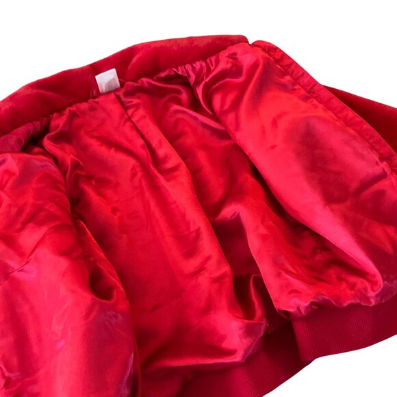Hanna Andersson Red Faux Fur Bomber Jacket 10 Ribbed Hem Cuffs Satin Lining girl - Picture 4 of 8